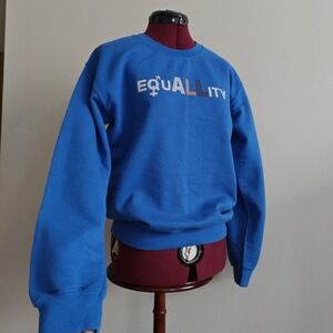 Gildan Women's Crewneck‎ Sweater Equality Equallity Cotton Blend Blue Size Small